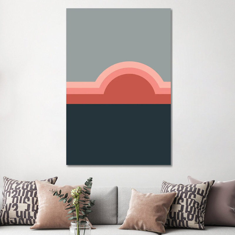 Geometric - Print on Canvas, Wrapped Canvas, Silver/White/Orange, 66.04 cm H x 45.72 cm W x 3.175 cm D