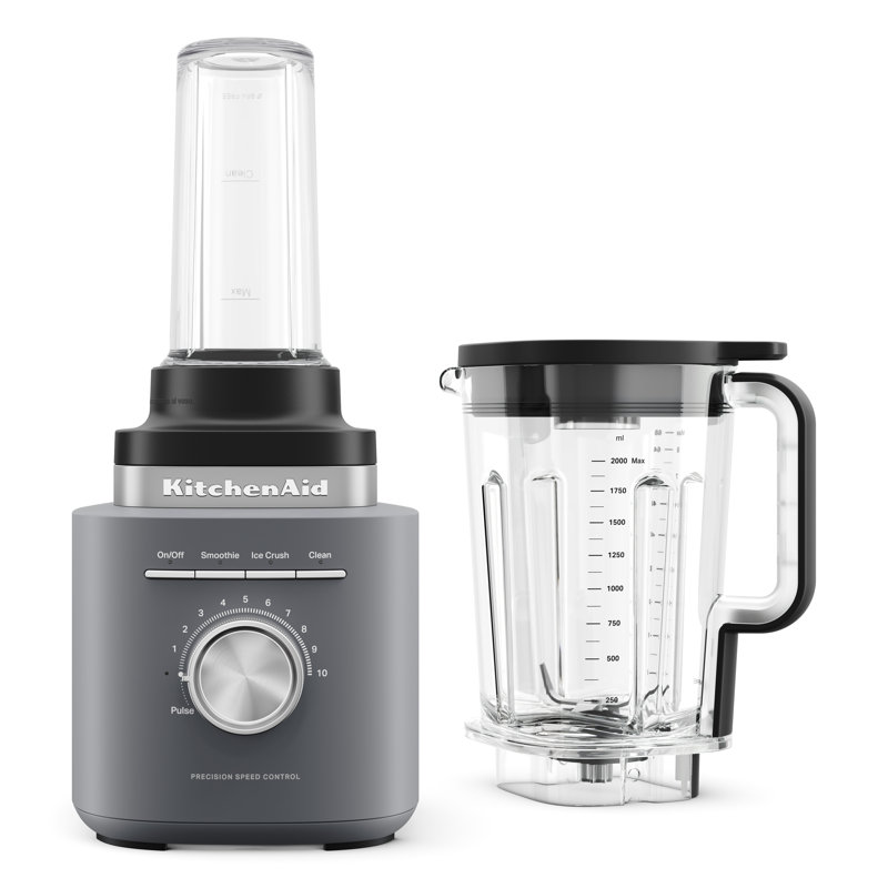 KitchenAid® Pure Power Blender with Precision Speed Control Knob & Personal Blending Jar – Matte Charcoal Gray, Matte Grey