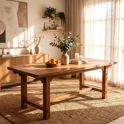 63" Solid Wood Dining Table for 6