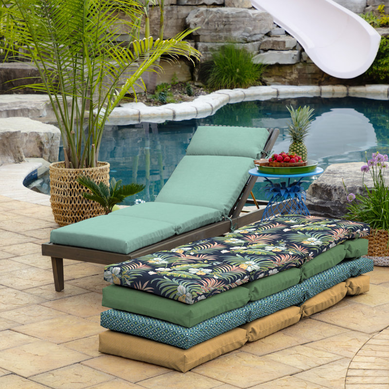 ARDEN Outdoor Chaise Lounge Cushion, Aqua, 2.5" H x 21" W x 42.5" D