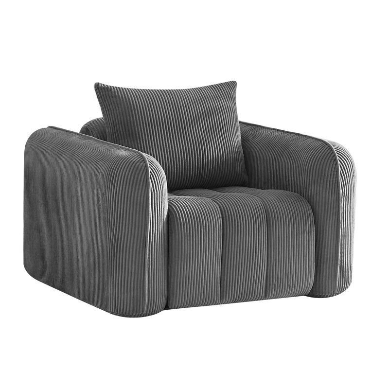 Fauteuil d'appoint en velours côtelé, design sans os comprimé, Gris