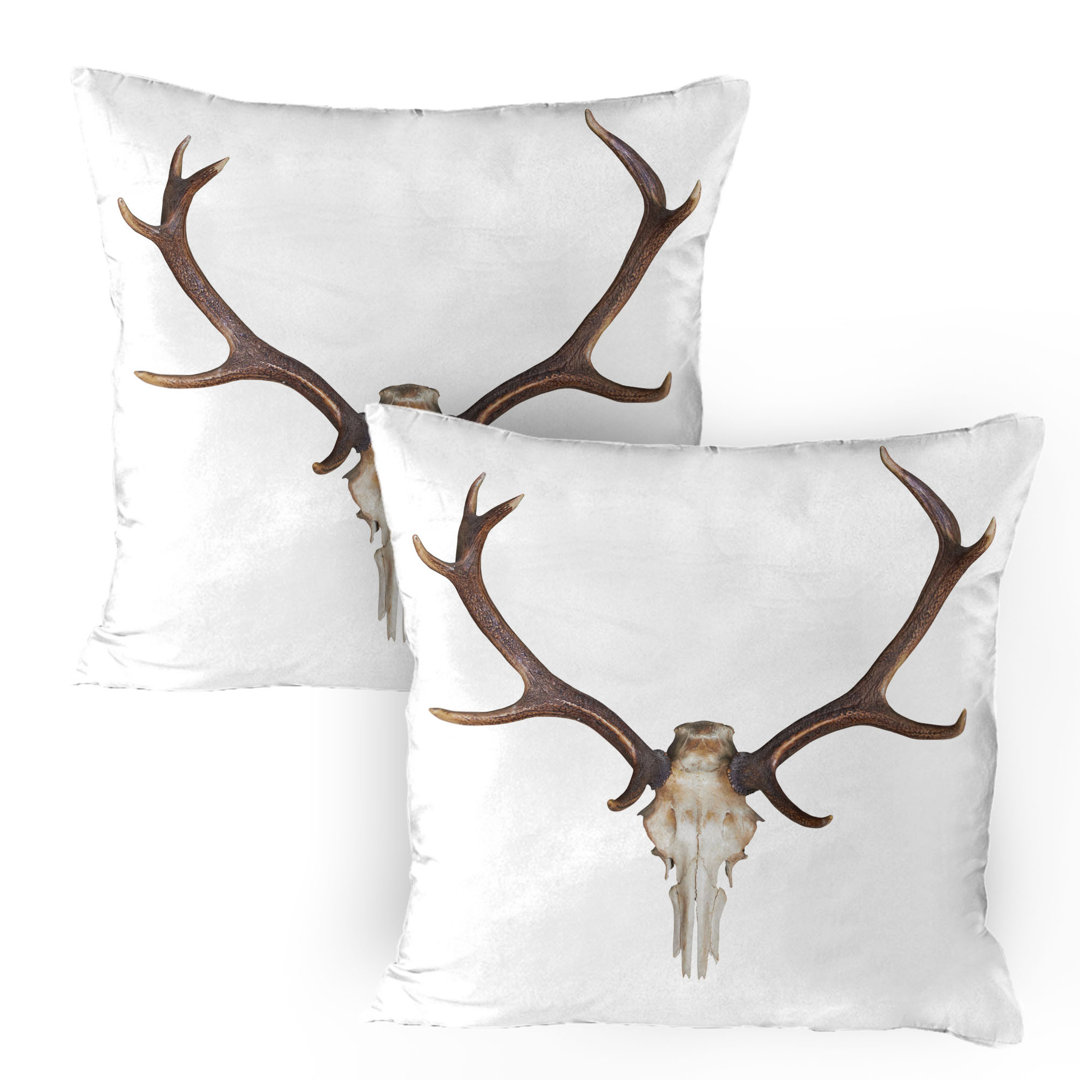 Kissenbezug, Antlers Skeleton Hunter, Hirsch, Braun und Beige