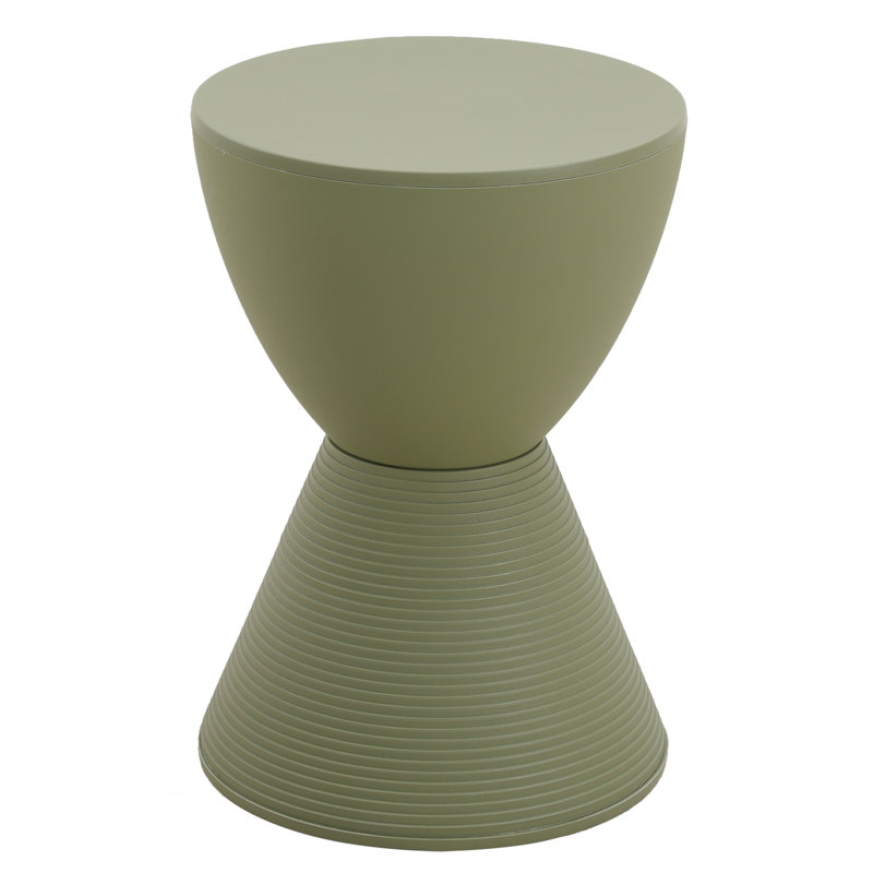 Durant Modern Hourglass Drum End Table with Removable Storage Lid, Indoor Outdoor Side Table & Small Patio Stool, No Assembly Lightweight Accent Table