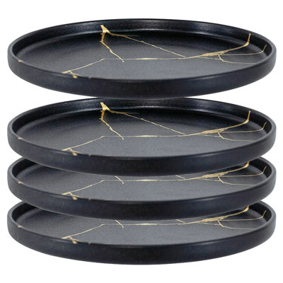 Serving Plate with Gold Details - Set of 4 - 8.3"Dia