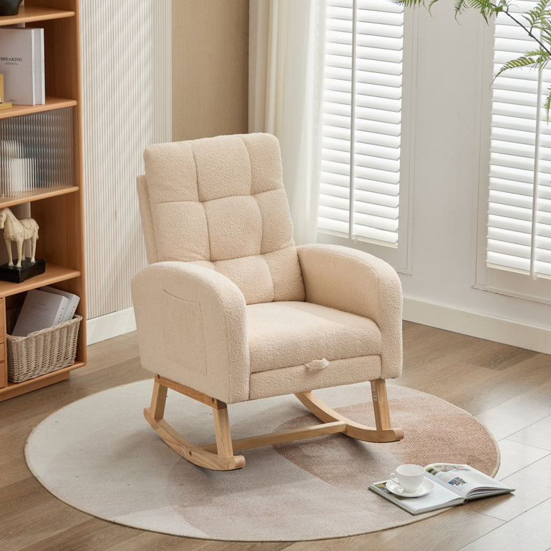 Solid Wood Rocking Chair, Beige