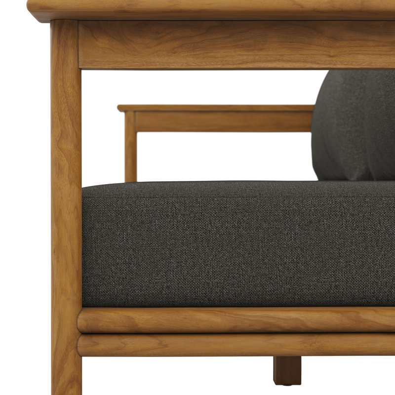 Wren Outdoor Patio Teak Wood Sofa In Natural, No, Flint Gray