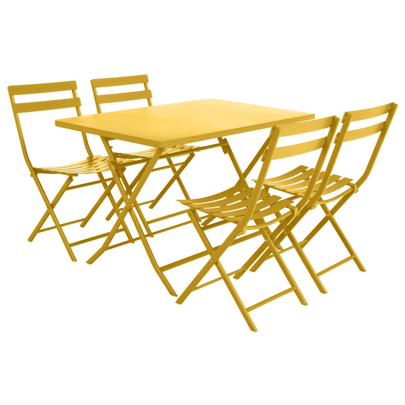 Nifleim Rectangular Metal Folding Outdoor Bistro Table , 110cm cm W 70cm cm D, Mustard