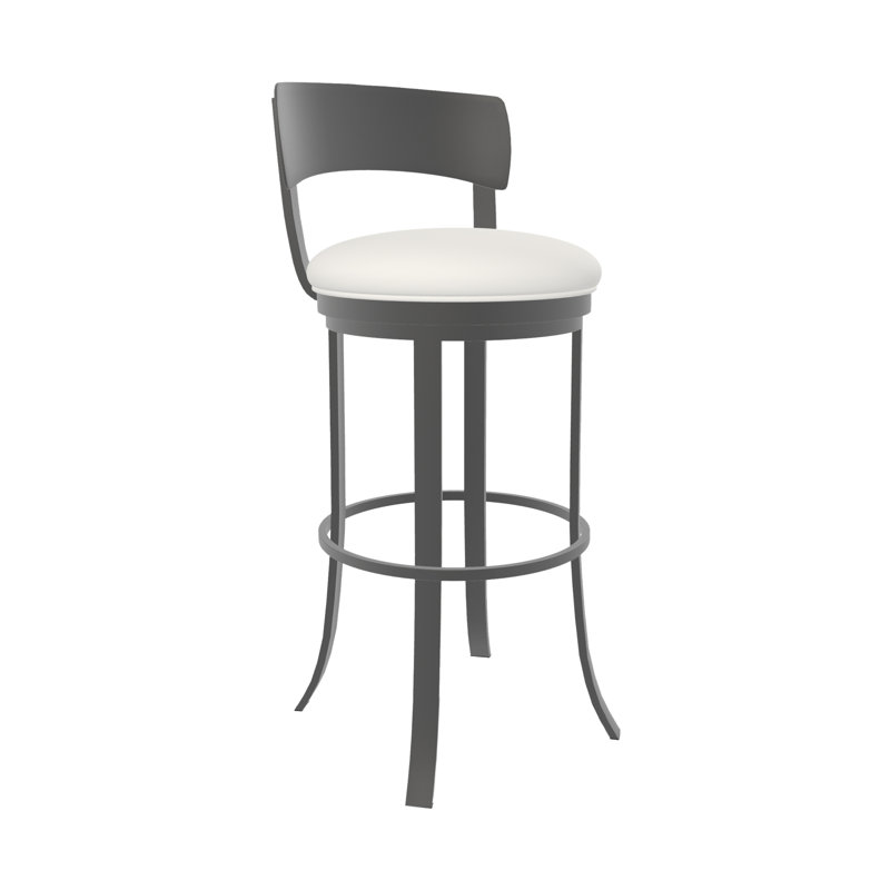Albie Stockholm Swivel Stool in Vinyl with a Hand Powder Coated Finish, Counter Stool (26" Seat Height), Firestone Gray
