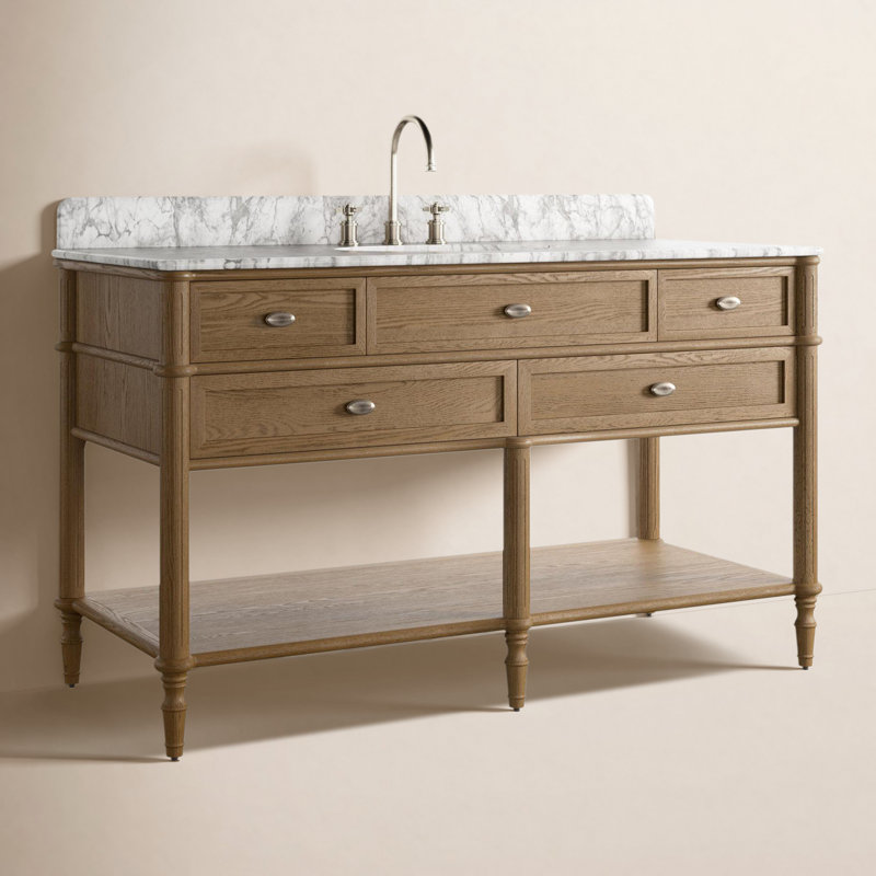 Abidemi Mulry Single Wide Vanity, Washed Blonde Oak Veneer