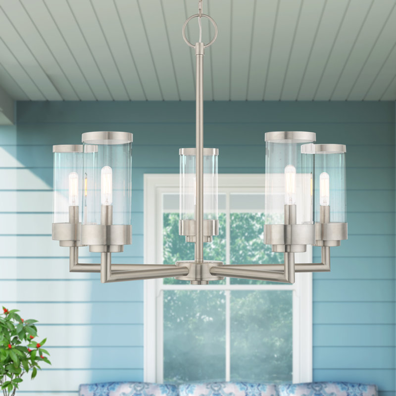 Binghamton 5 - Light Outdoor Chandelier, Brushed Nickel