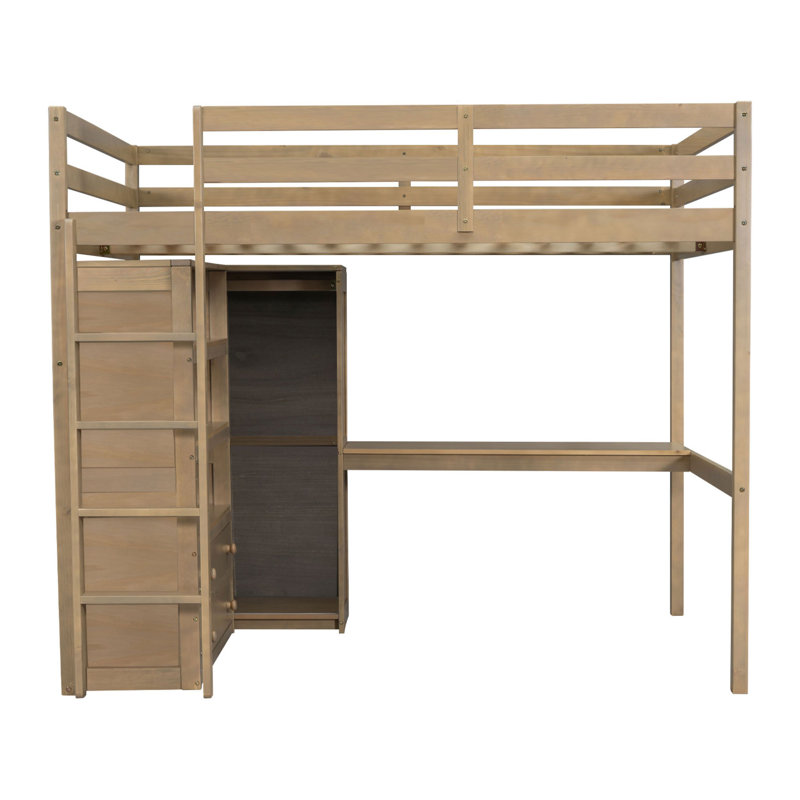 Lit mezzanine en bois avec garde-robe intégré