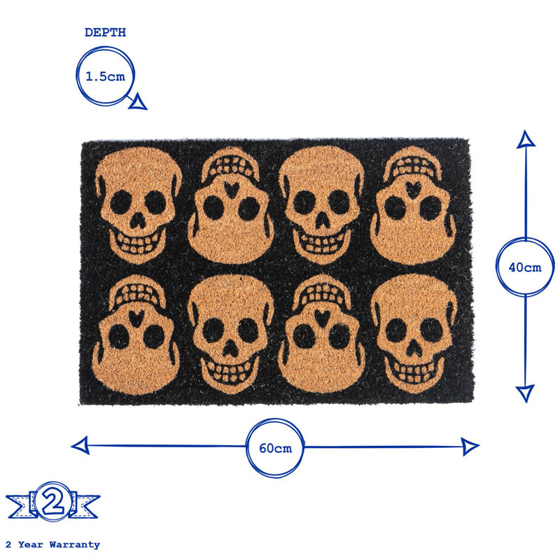 Nicola Spring - Halloween Coir Door Mats - 60 x 40cm - Skulls