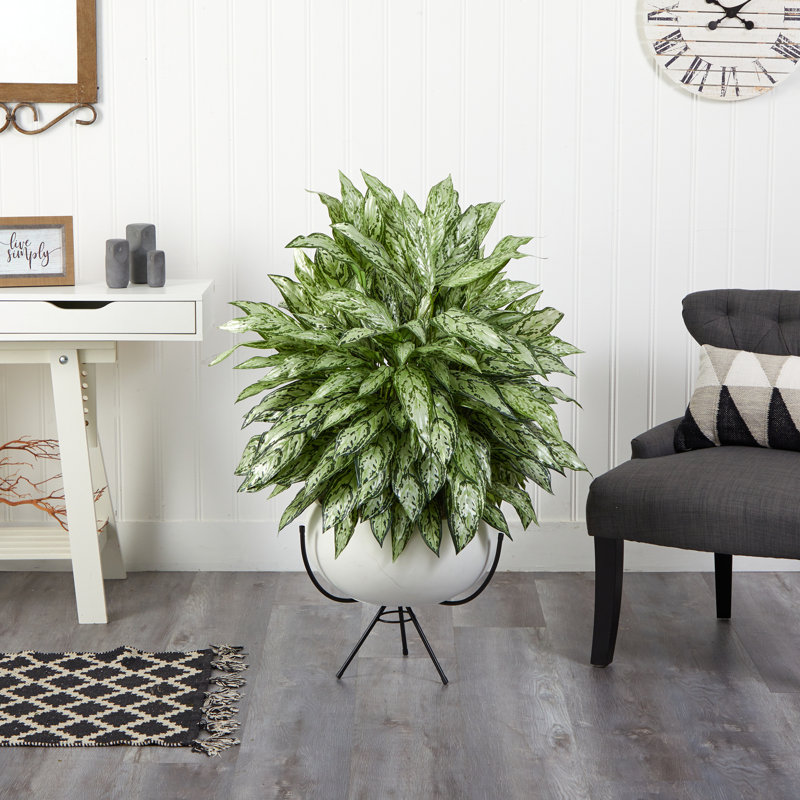 Grande plante artificielle argentée 48 po en pot