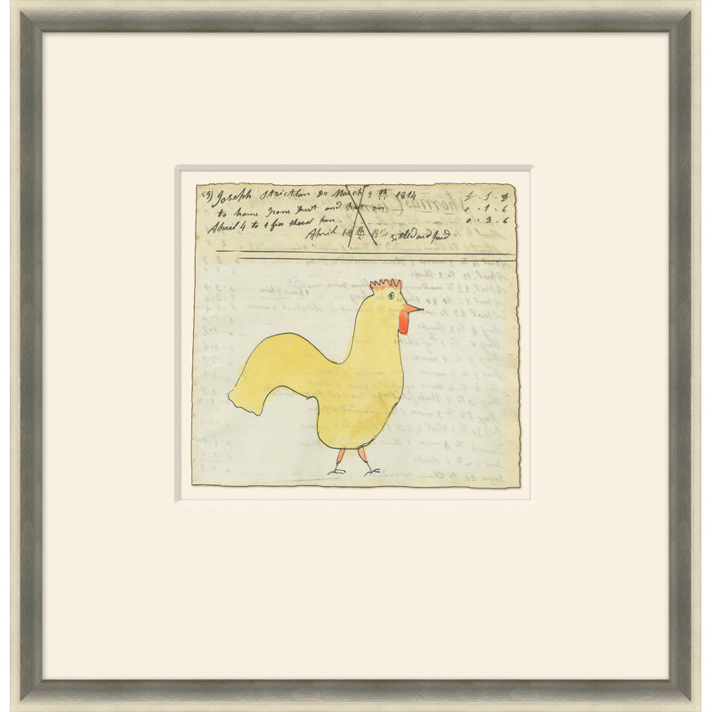 Poulet - Sm. Mennonite Ledger Dessin - Peinture encadrée sur papier