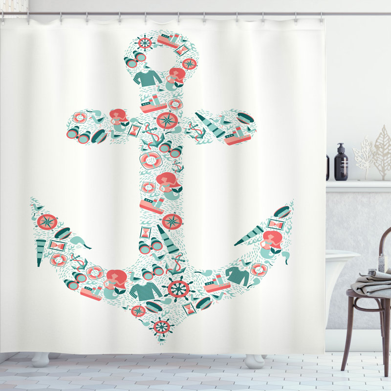 Shower Curtain with Hooks Included, 70"H x 69"W