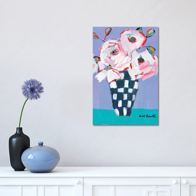 Bouquet on Cornflower and Jade 1 Piece Wrapped Canvas Wall Art