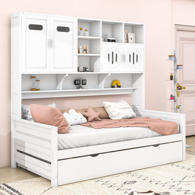 Lit de jour en bois avec couchette et tablettes de rangement Talleyran