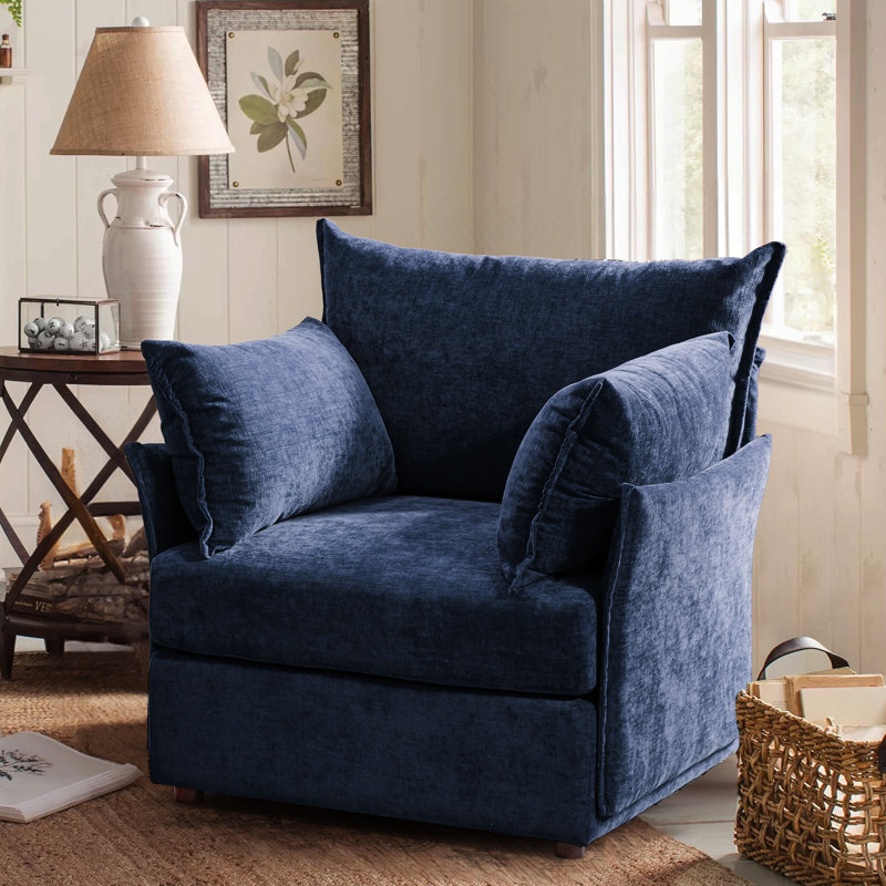 Fauteuil surdimensionné en chenille de qualité supérieure l 36 po avec coussin décoratif et coussins amovibles Merchelle, Non