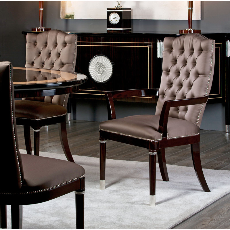Tufted Upholstered Arm Chair in Brown