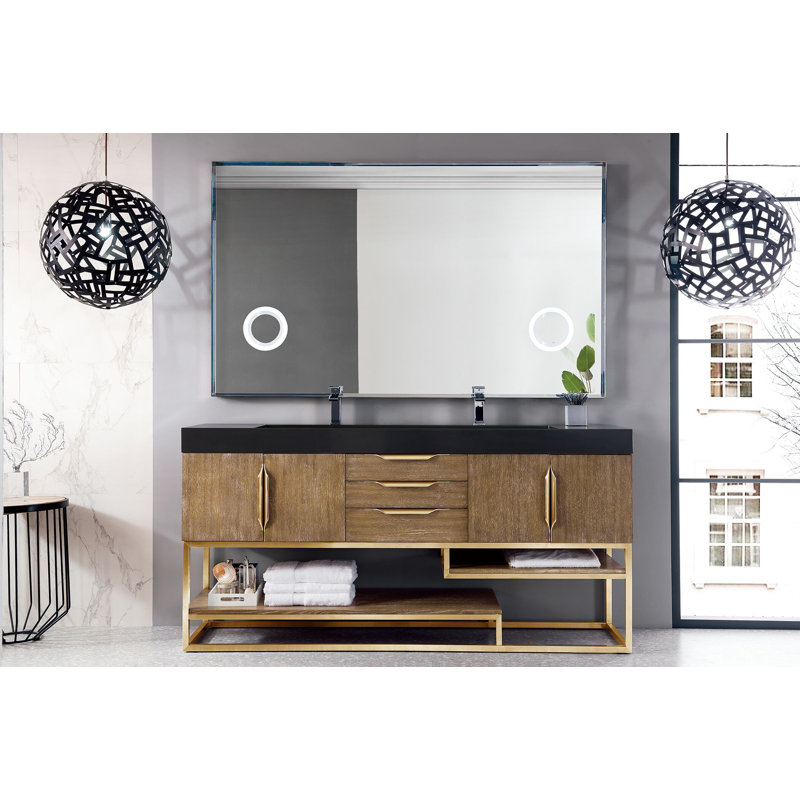 Columbia 72'' W Single Vanity, Dusk Gray, Glossy White, Radiant Gold