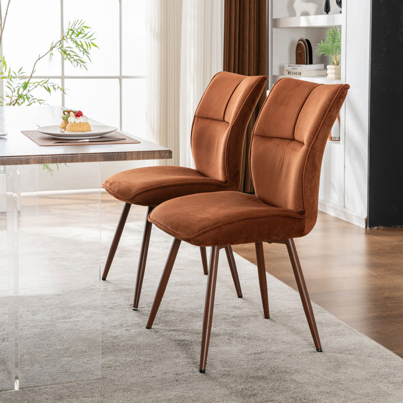 Chaises de salle à manger en chenille Leahana, Caramel