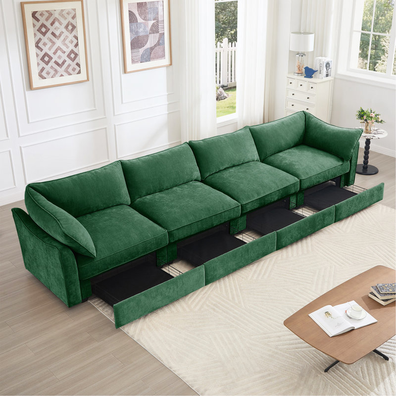 Canapé modulaire en chenille, Green, H 31,4 po x l 78,7 po x P 56,6 po