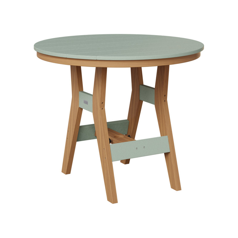 Harbor Outdoor Round Bar Table, Seashell, Sunburst Yellow