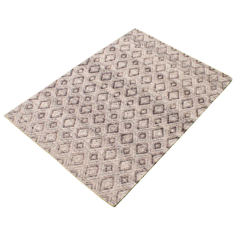 Tapis gris en laine tressé à la main Elkton