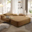 Chaise longue en velours côtelé luxueux avec 3 coussins, canapé-lit convertible avec poche de rangement, conception sans cadre et mousse à compression-1301835035