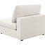 Fauteuil beige sans accoudoirs, style modulaire, pour coin salon principal, coussins amovibles faciles à rafraîchir, dossier garni de plumes et de duvet, coussins moelleux, revêtement en tissu, coussins inclus.