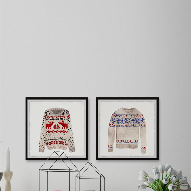 Christiansen Christiansen Christmas Sweaters - 2 Piece Single Picture Frame Painting, 30cm H x 61cm W x 3.81cm D