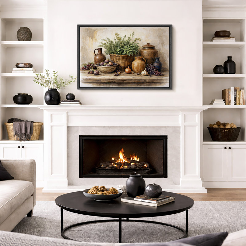 «Rustic Harvest Artwork Farmhouse Kitchen», reproduction d'art sur toile encadrée, H 24 po x l 36 po x P 1,5 po, Cadre noir