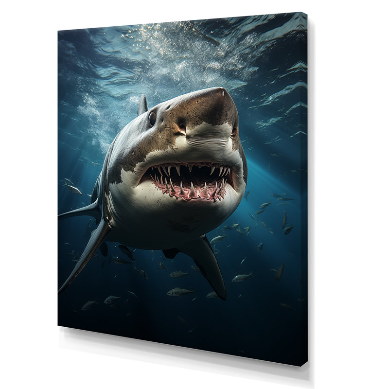 " Blue Shark Apex Predator Photo III ", 32" H x 16" W x 1" D, Wrapped Canvas