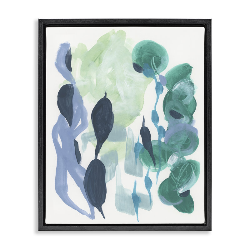 "Symboli Leafy Paint Shapes", art mural encadré par Melissa Wang, Cadre flottant noir de jais, H 31 po x l 25 po