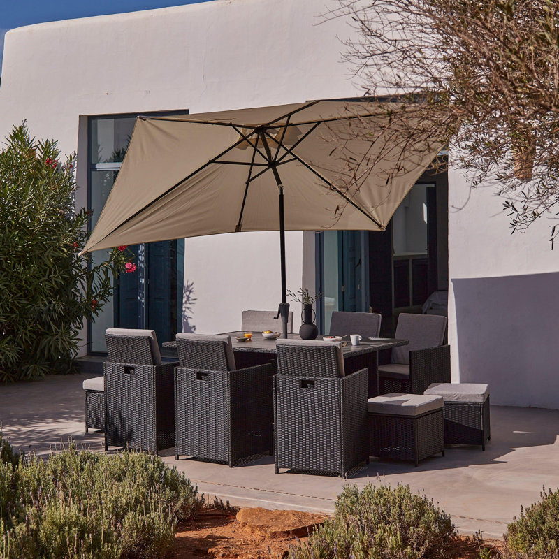 10 Seater Rattan Cube Outdoor Dining Set - Weave Polywood Top, Black