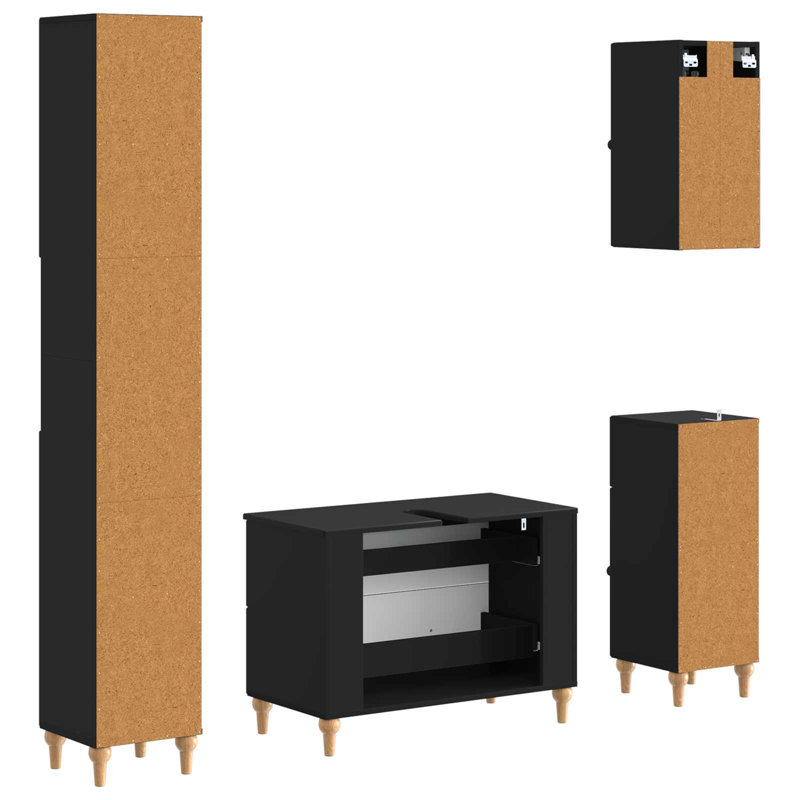 Bathroom Storage Furniture Set, Black