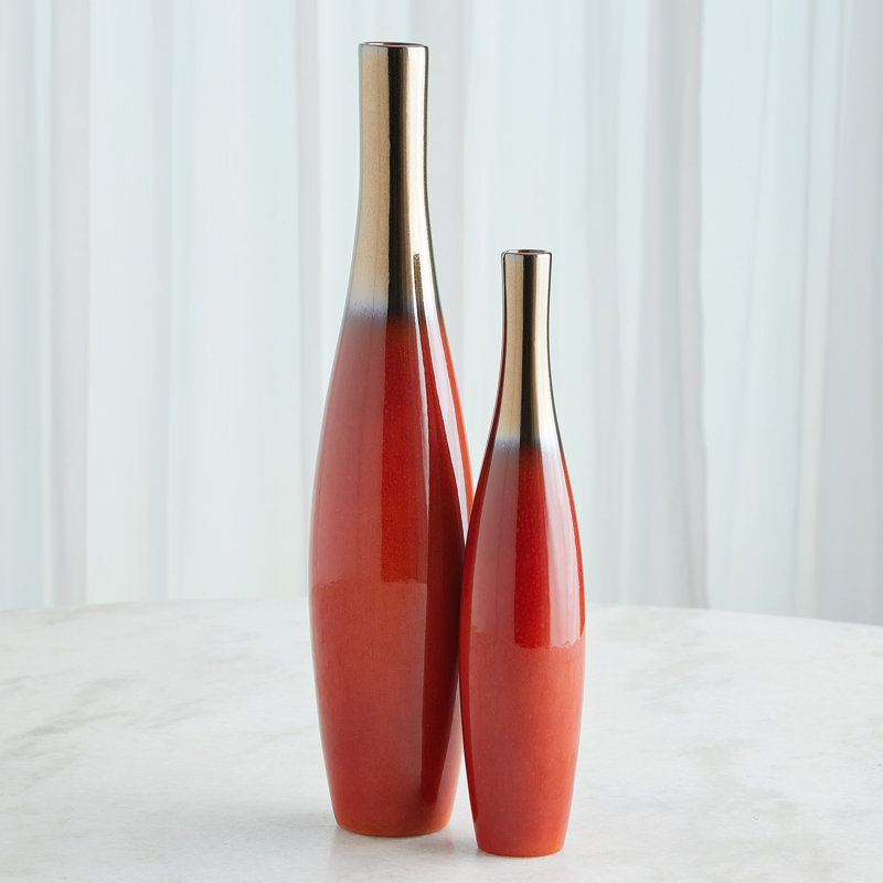 Boliche Vase-Short, Overall Height-  18.50", Red