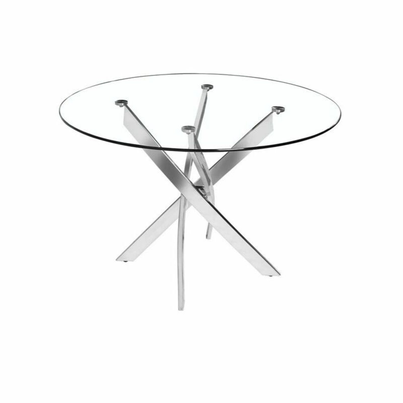 Contemporary Clear Dining Tempered Glass Table with Stainless Steel Legs,dining room table,dining tables,Round Top Shape,dinning table,dining room table