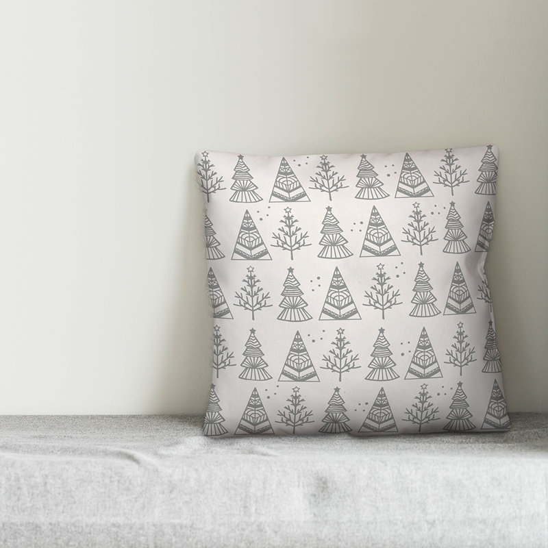 Geometric Pillow Cover, White, 16" x 16"