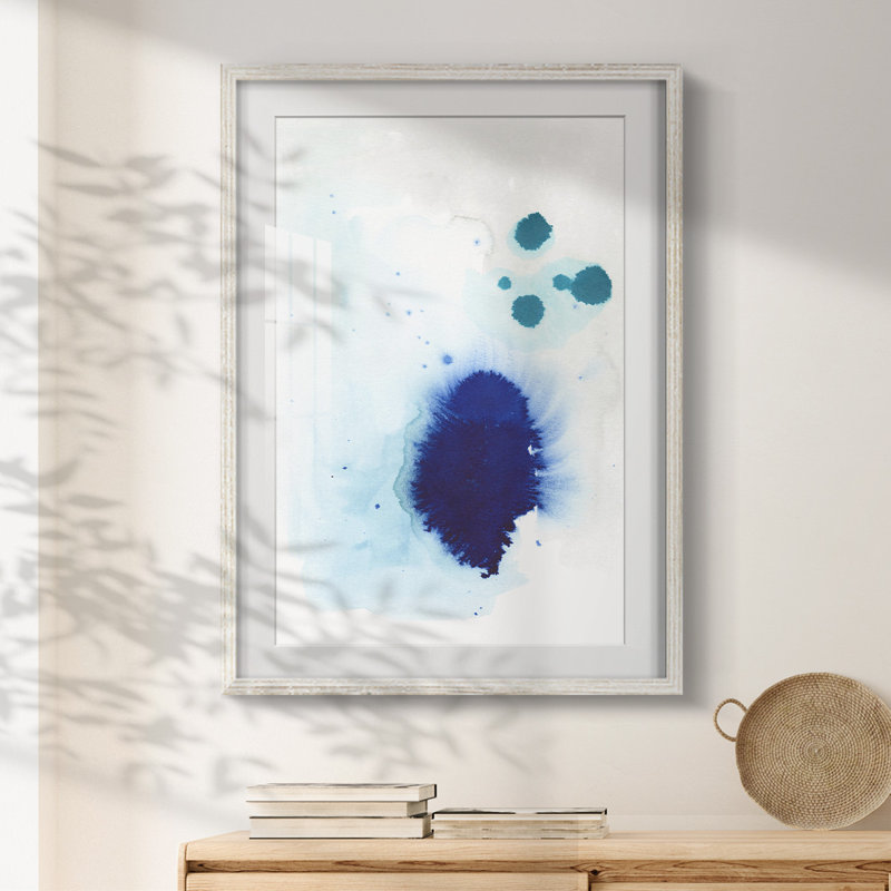 Spare Blue I - Impression encadrée, H 19,5 po x l 16,5 po, Blanc