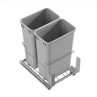 Dowell 18" Double Pullout Kitchen Trash Can with Soft-close Slides - Aluminum
