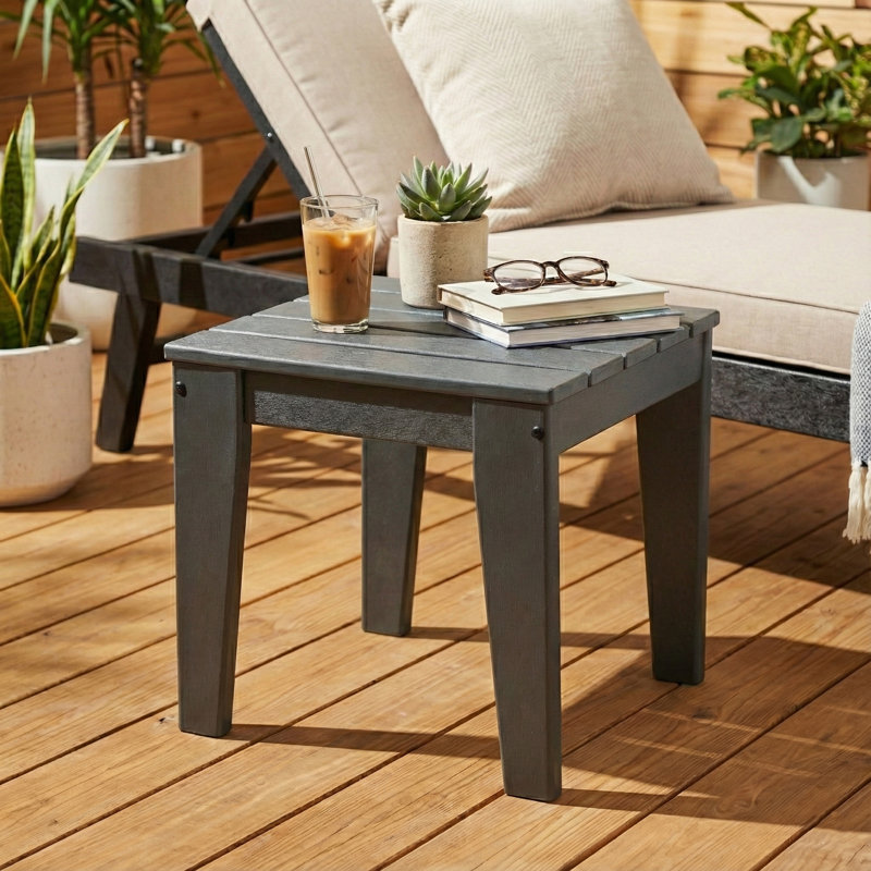 17'' in. W 17'' in. D  Outdoor Side Table, Black