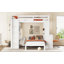 Lit superposé convertible en bois avec lit inférieur amovible, bureau, tablettes et garde-robe