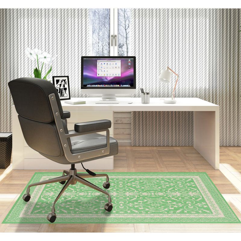 Tapis de chaise rectangulaire à poils courts Rao, L 36 po x L 60 po, Menthe