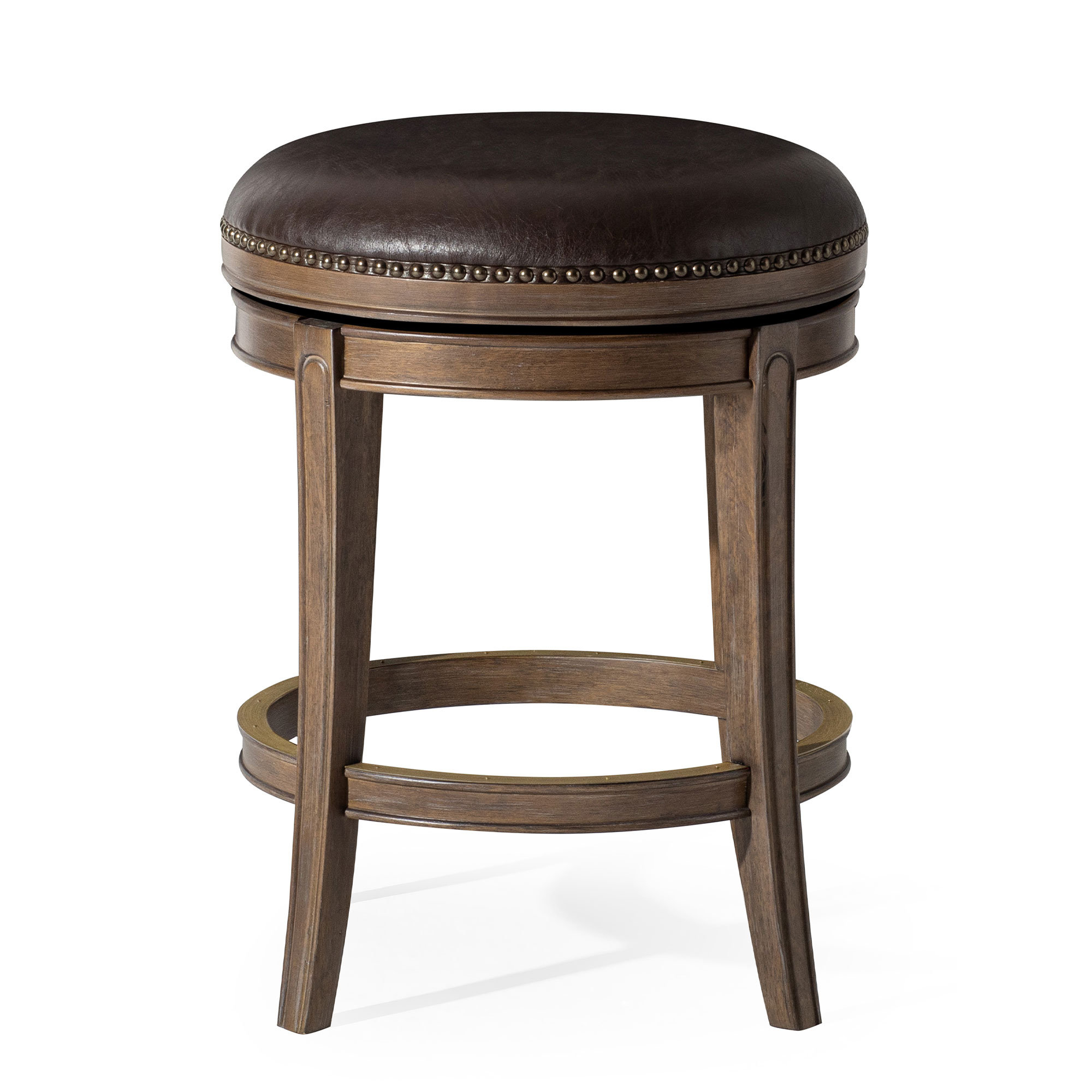 Round Cushion Domestic Hardwood Backless Swivel Bar Stool with Smooth Legs