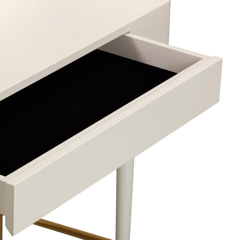 Bureau de coiffeuse en cuir Carleen Penelope, Crème, crème