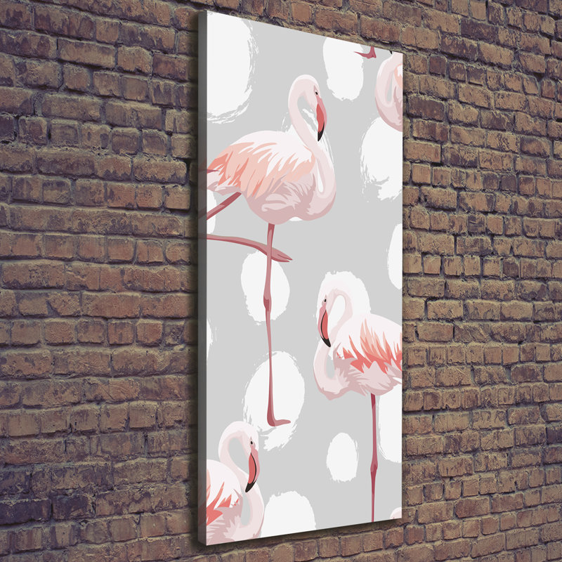 Flamingos And Dots - Wrapped Canvas Print