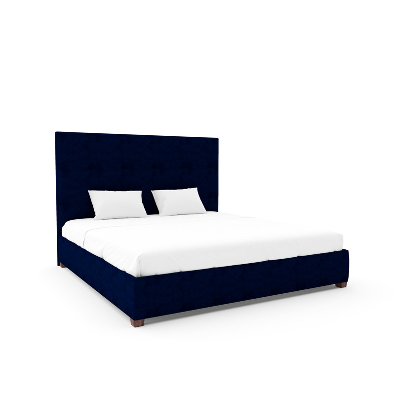 Lindley Bed With 11" Rails, Espresso, Twin, Posh Life Performance Velvet Ink