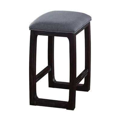 Tabouret à hauteur de comptoir rustique avec siège et repose-pieds rembourrés gris dans la chambre à coucher