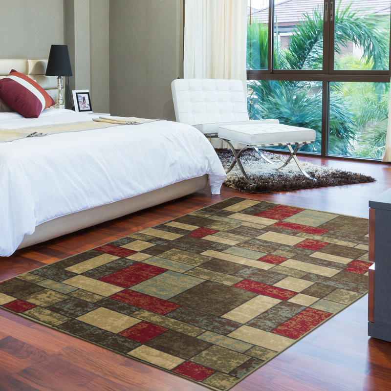 Multicolor Synthetic Non-Slip 5' x 6'6" Area Rug